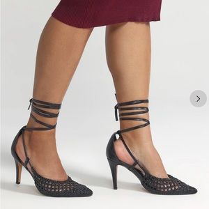 NEW WITH TAGS. Raina Wide Width Macrame Strappy Heels - Fashion to Figure